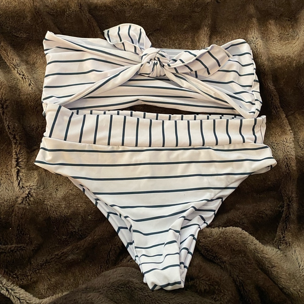 Striped Two Piece Swimsuit
